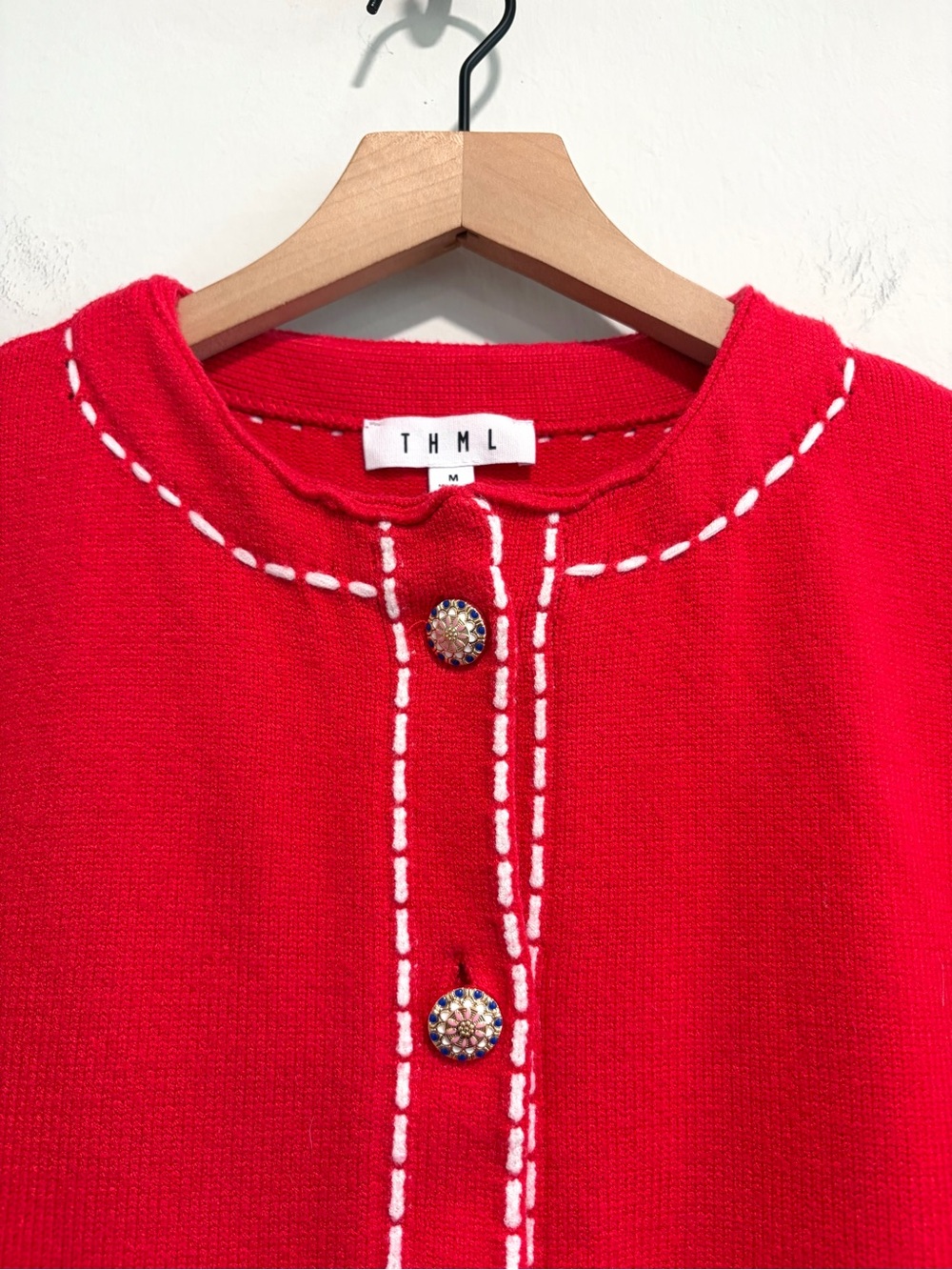 THML Short Sleeve Stitched Button Front Chunky Knit Cardigan - Picture 5 of 12